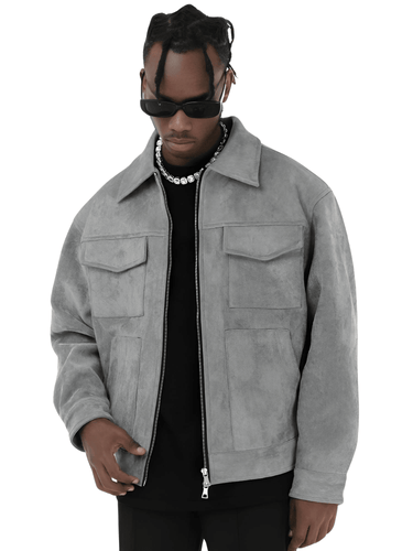 Men's Vintage High Street Suede Jacket With Zipper Lapel Casual Short Jacket For Men -, Coats & Jackets , Drestiny , Australia, Black, Brown, Camel, Canada, FR, Grey, L, M, New Zealand, S, United Kingdom, United States, XL, XXL, XXXL , Drestiny , www.shopdrestiny.com